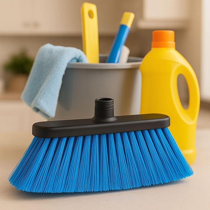 Healing Atlas Aria Blue Broom Head – 13” Sweeping Surface – Heavy-Duty Soft Bristles with Flagged Magnetic Effect – Universal Thread – Recycled PP – Deep Indoor/Outdoor Sweeper(Blue, ARIA)
