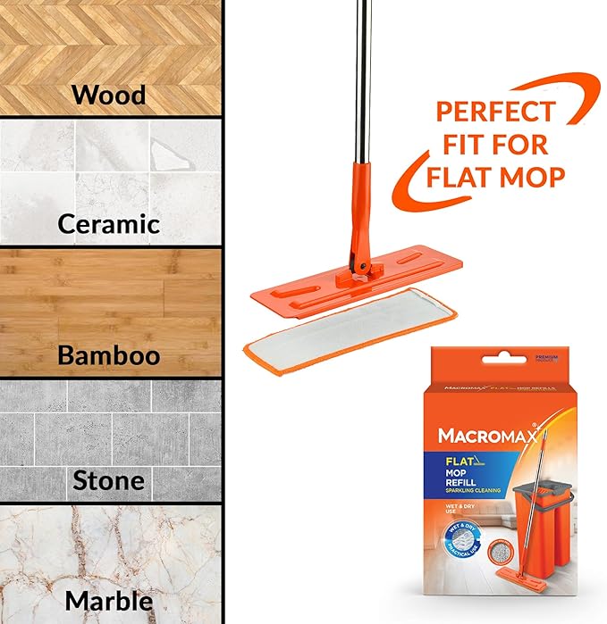 Macromax Multi Spray Mop Refills – 100% Microfiber Replacement Pads – Compatible with Flash & Funny Spray Mops – Lint-Free, Scratch-Free, Reusable – for Wood, Tile, Laminate & Glass