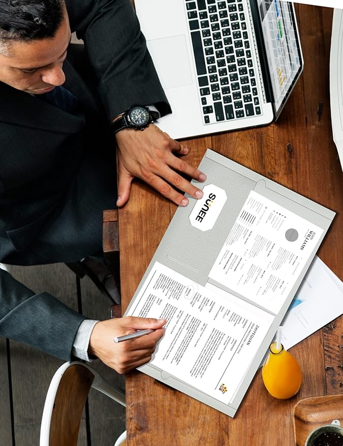 SUNEE Folders with Pockets (25 Pack, Warm Gray), 2 Pocket Folders Fit Letter Size, Paper File Folder for School Office Home Business, Textured Paper