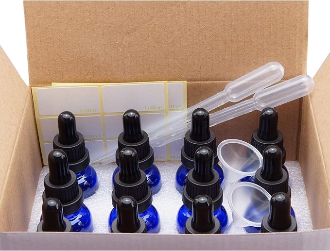 YIZHAO Green Glass Dropper Bottle 1oz, Tincture Bottles with Glass Dropper, for Essential Oils, Aromatherapy, Cosmetic, Laboratory, Pharmacy, Liquids, Travel –12 Pcs