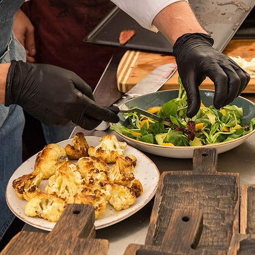 Disposable Medical Black Vinyl Exam Gloves Industrial Gloves - Latex-Free & Powder-Free 100PCS (BK-Medium)