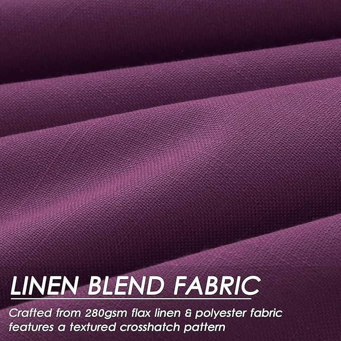 Nanspring Purple 100% Blackout Curtains 63 inches Long for Bedroom Boho Farmhouse Back Tab Rod Pocket Thermal Insulated Textured Short Room Darkening Curtains 2 Panels Set 52x63 Inches