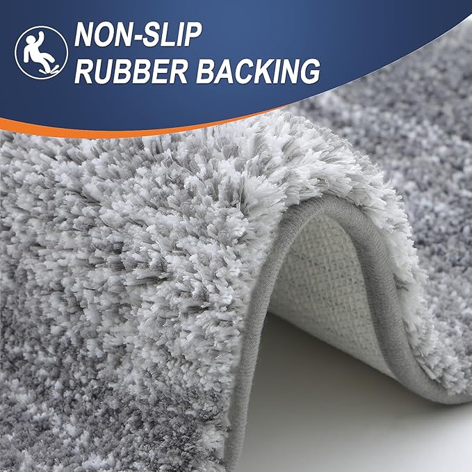 OLANLY Bathroom Rugs Mat 40x32, Extra Soft Absorbent Microfiber Bath Rugs, Rubber Backing, Quick Dry, Machine Washable Bath Mats for Bathroom Floor, Tub and Shower, Home Decor Accessories, Grey