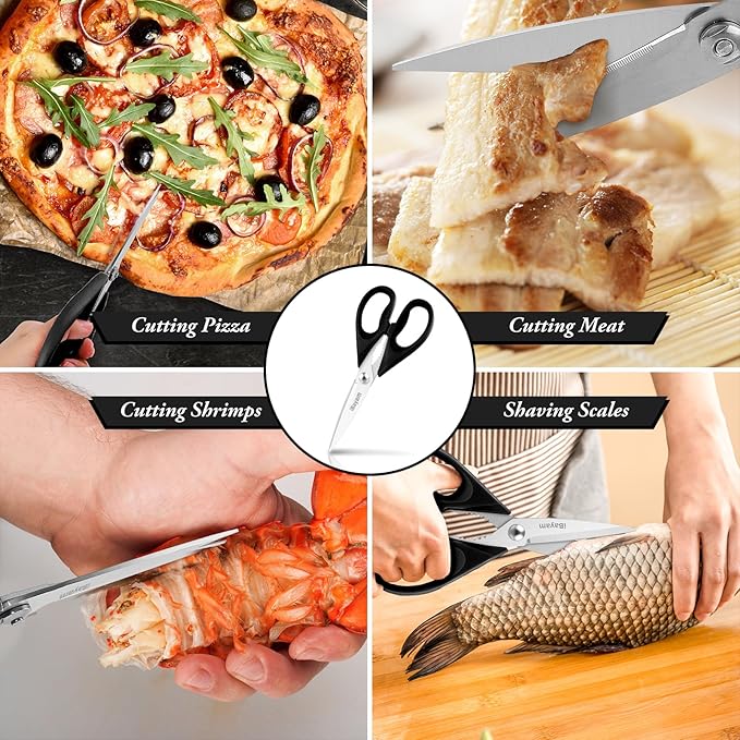 Stocking Stuffers for Men, White Elephant Gifts for Adults, Kitchen Scissors All Purpose Kitchen Shears 8.5" Cooking Scissors with Sheath, Black Kitchen Accessories, Kitchen Gadgets Utensils