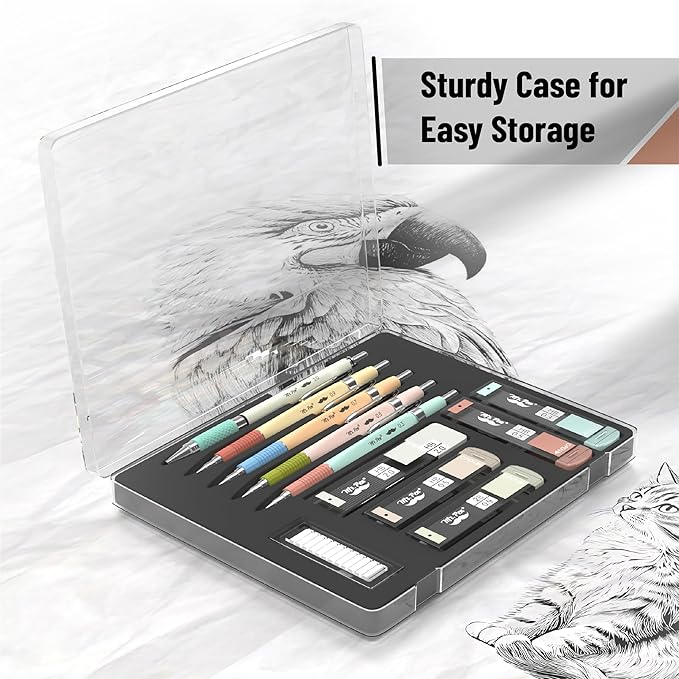 Mr. Pen- Mechanical Pencil Set, 5 Sizes, 0.3, 0.5, 0.7, 0.9, 2mm, Anti Skidding Grip Cute Mechanical Pencils