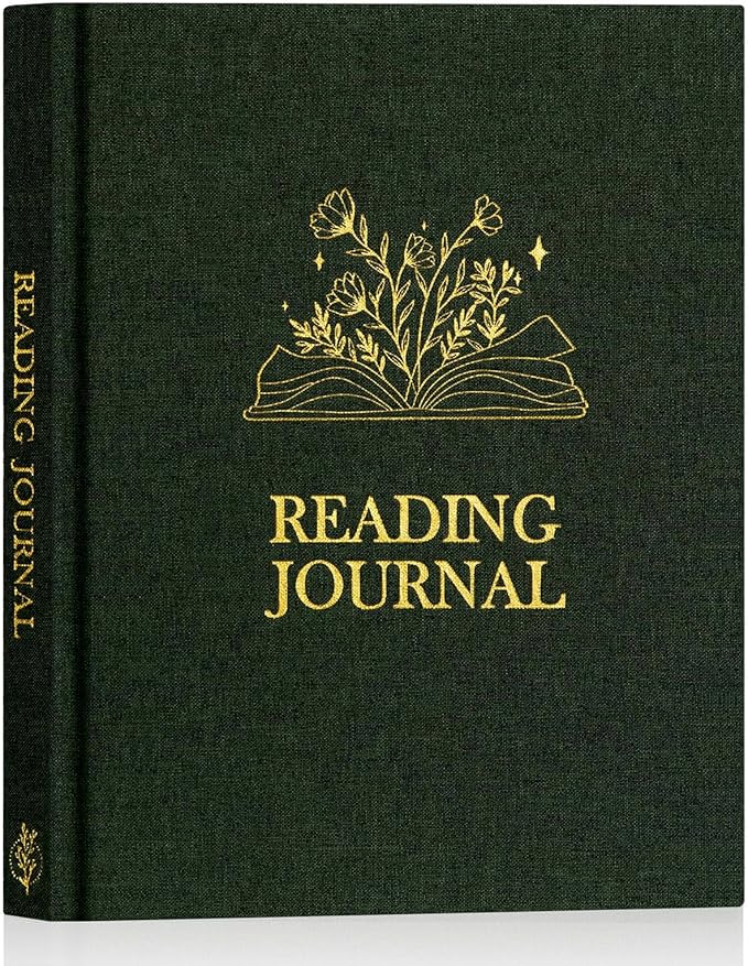 Lanpn Reading Book Journal for Book Lovers Readers, 158 Pages Linen Hardcover Books Tracker with 52 Reviews, 9.3" x 7.7" Read Log Notebook Bookish Gifts (Green)