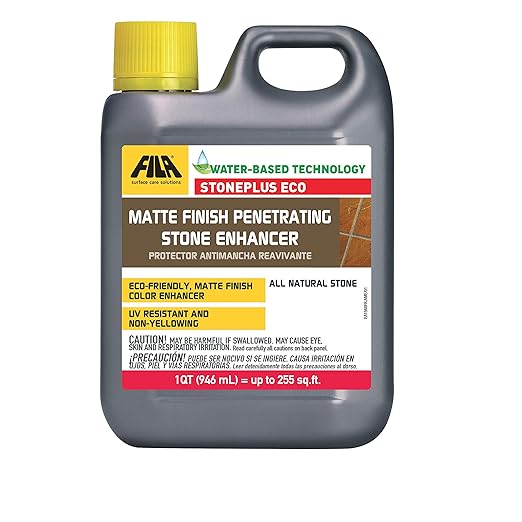 FILA Surface Care Solutions, STONEPLUS ECO, Stone Sealer and Color Enhancer, Water Based Paver Sealer, Ideal for All Natural Stone Like Travertine, Granite and Slate; Outdoor Enhancing Sealer, 1Qt