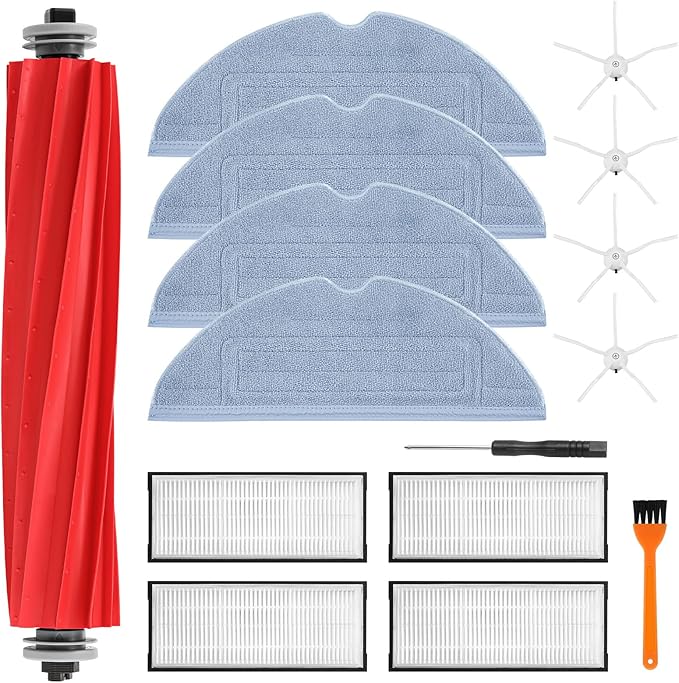S7 accessories Replacement Parts for Roborock S7/ S7+/ S7 MaxV/ S7 MaxV Plus/ T7 Plus/ T7S Plus,1 Set Roller Brush,4 HEPA Filters,4 Side Brushes,4 Mop Cloth(13 Pack)
