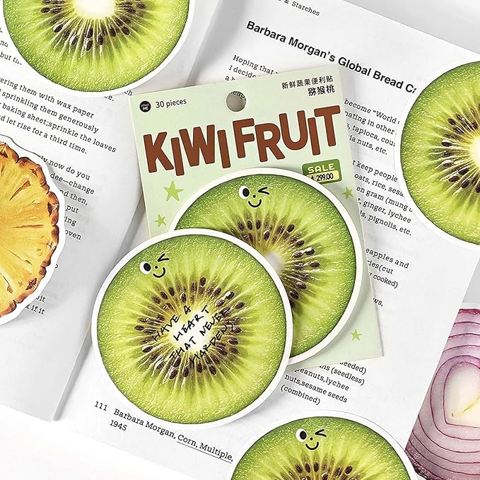 Fruit and Vegetable Sticky Note Pads Set，3x3 Inches 120 Sheets Total Onion Tomato Kiwi Pineapple Themed Memo Pads for Office School Home Use