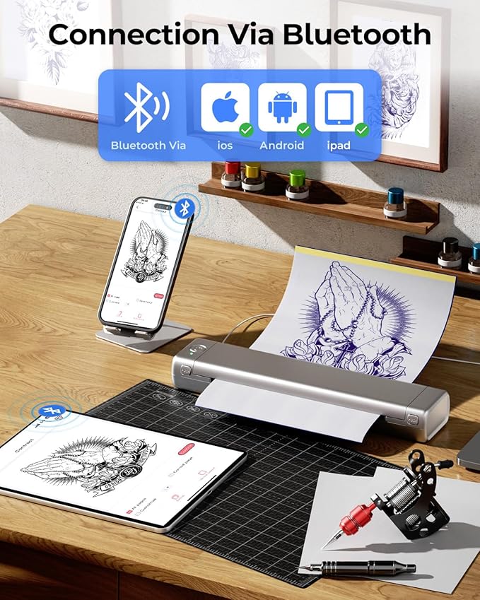 Phomemo Inkless Portable Printer for Travel - Wireless Thermal Printer Compatible with Phone & Laptop, Bluetooth Printers Supports 8.5" X 11" Letter Thermal Paper, Come with Carry Case