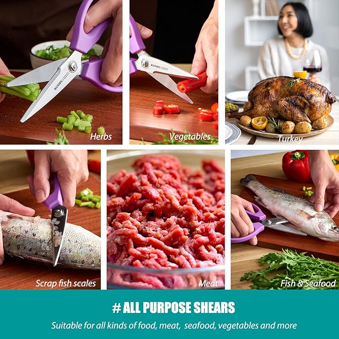 KUNIFU Kitchen Scissors, All Purpose Kitchen Shears, Heavy Duty Come Apart Scissors Gadgets Utensils - Blue