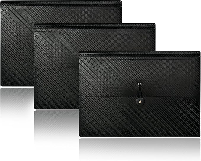 Cesil 3Pcs Expanding File Folders, 13 Pockets File Organizer Accordion File Holder with Elastic Buckles Closure, A4 Paper Document Organizer for Home School Office