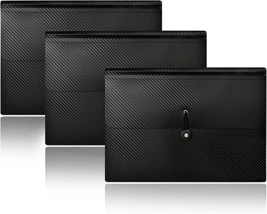 Cesil 3Pcs Expanding File Folders, 13 Pockets File Organizer Accordion File Holder with Elastic Buckles Closure, A4 Paper Document Organizer for Home School Office