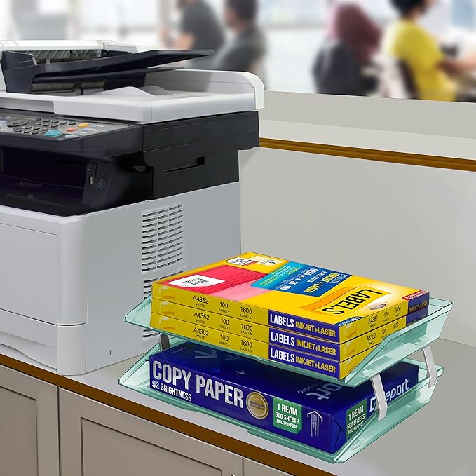 Acrimet Facility 2 Tier Letter Tray, Side Load, Letter Size/A4, Desktop File Organizer, Plastic (Clear Green Color)