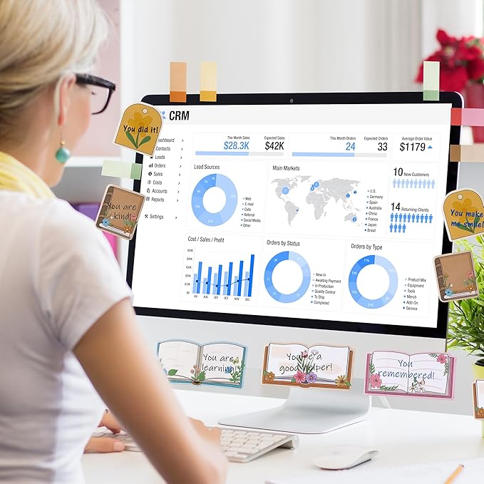 B1ykin Sticky Notes Set, Cartoon Theme Cute Self-Stick Notes Pad Teacher Appreciation Gifts， Self-Adhesive Writing Memo Pages Sticky to Do Notepad Reading Gift for School Graduation(Wildflower)