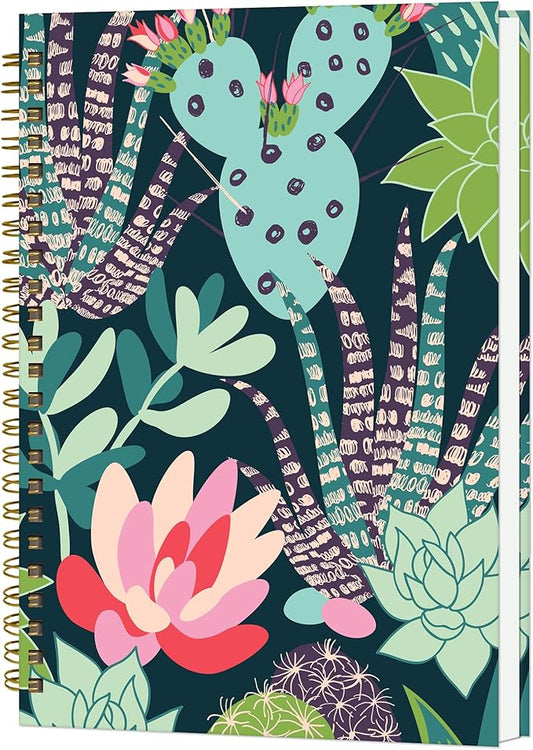 Spiral Notebook A5, Hardcover Journal for Women, 120 Pages Thick College Ruled Paper, Perfect for Office, School, or Home Use(Doodle Cactus)