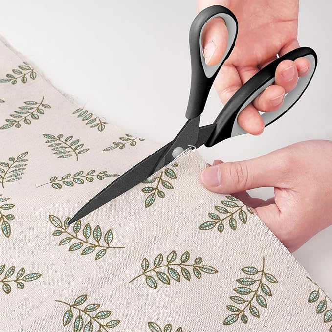 Scissors, Sharp Titanium Coating Blades, Soft Grip Handle, Multi-Purpose Scissors Set of 3 Suitable for Families, Office, and School Use, Black Grey