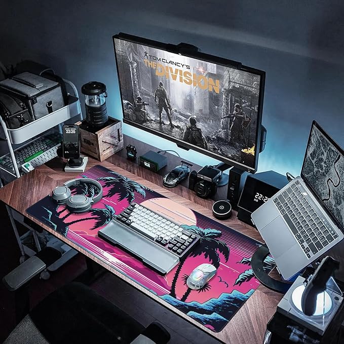 Desk Mat, Tropical Sunset and Palm Trees Extended Large Gaming Mouse Pad for Desk XXL, Non-Slip Rubber Base Stitched Edges Long Computer Keyboard Desk Pad Mouse Mat for Home Office Gaming 35.4"X15.7"