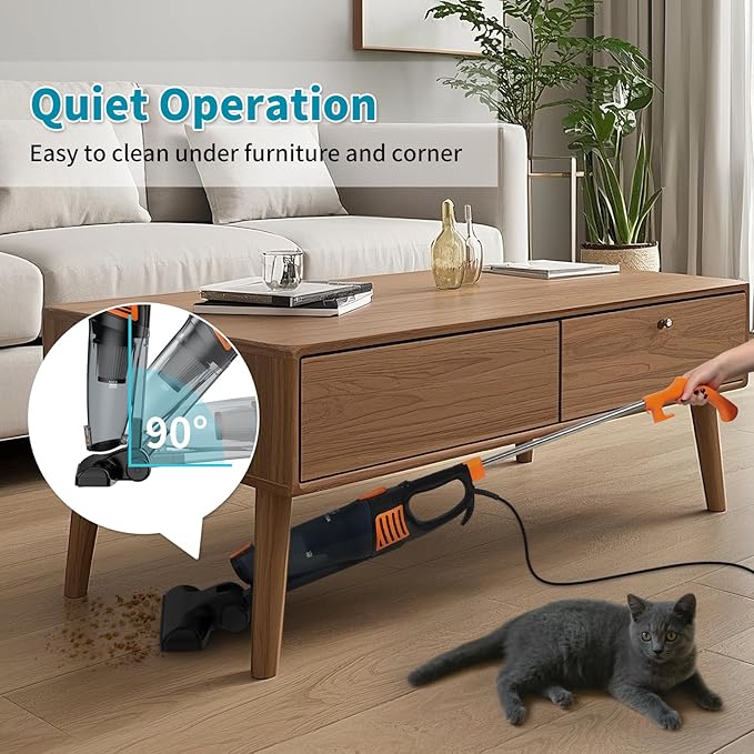 TC-JUNESUN Corded Vacuum Cleaner, 12 in 1 Ultra-Lightweight Vacuum Cleaners for Home 15KPa Powerful Suction Stick Vacuum with Washable HEPA Filter for Home, Car, Pet Hair, Carpet, Hard Floor