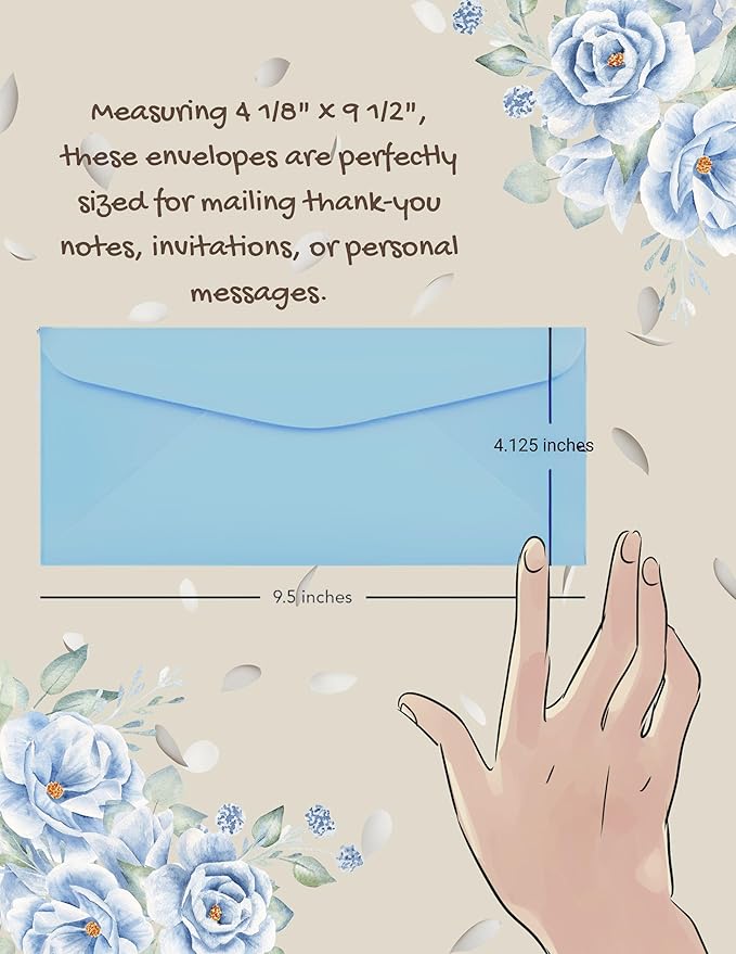 Envelopes No. 10 (4 1/8” x 9 1/2") Gummed Sealing, Standard Mailing Envelopes 100 Pcs. Per Pack.