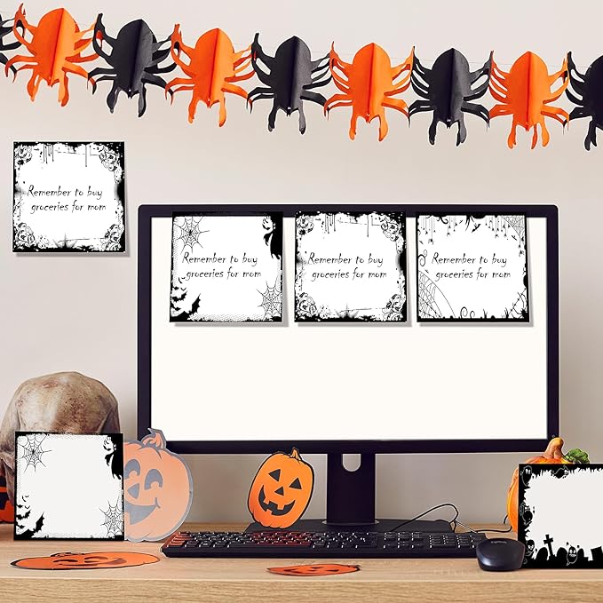 clothmile Halloween Sticky Notes Halloween Post It Notes with Spider Pumpkin Bat, Work-Study Notes, 450 Pieces of Halloween Self-Adhesive Removable Note Pads 9 Styles, 50 Sheets Each (Halloween-3)