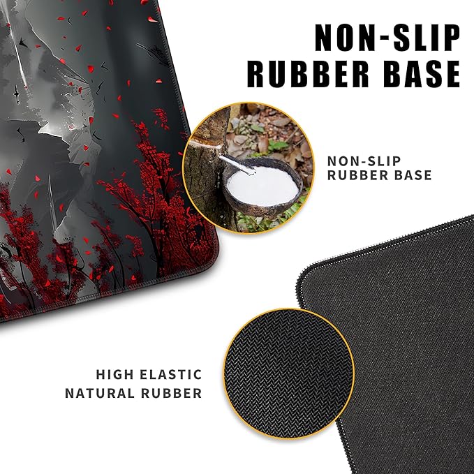 Japanese Desk Mat Riverside Full Moon Large Mouse Pad Gaming Mousepad Extended XL Keyboard Mat Computer Laptop Mouse Desktop Mat 31.5 X 11.8 Desk Decor