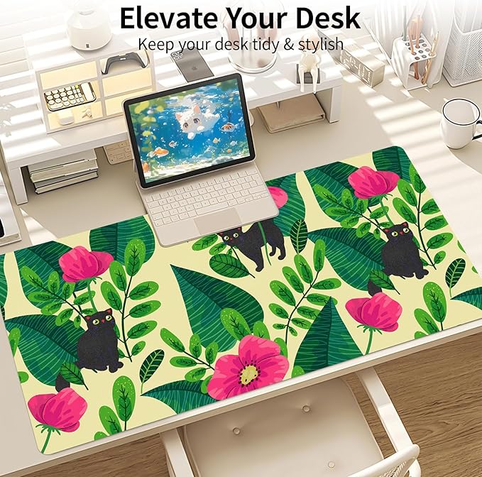 Leather Desk Pad, Desk Matt for Desktop, Pink Desk Mat, Women Girls Waterproof Large Keyboard Pad, Cute Computer Mat for Office Work/Home/Decor/Desktop Accessories (31.5"x15.7")