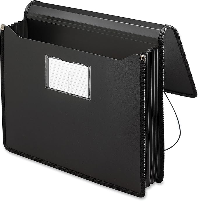 Smead Poly Wallet, Accordion File Organizer for File Folders, Letter Size, Black, 5-1/4 inch Expansion, Office Supplies, Document Organizer (71500)