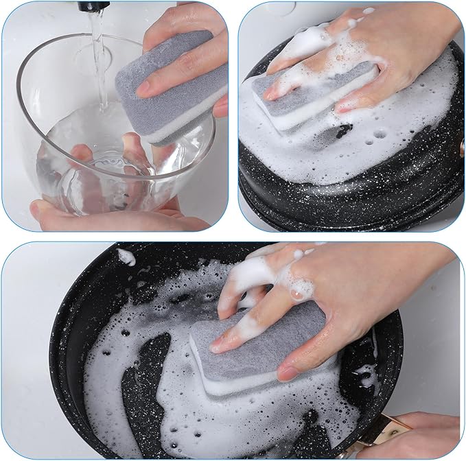 40 Pcs Individually Wrapped Sponges Kitchen Dishwashing Sponge Bulk, Non Scratch Dishes Scouring Pad Dishcloth, Odor-Free Sponge Wipes for Household Cleaning Dishes Travel Apartments, Grey