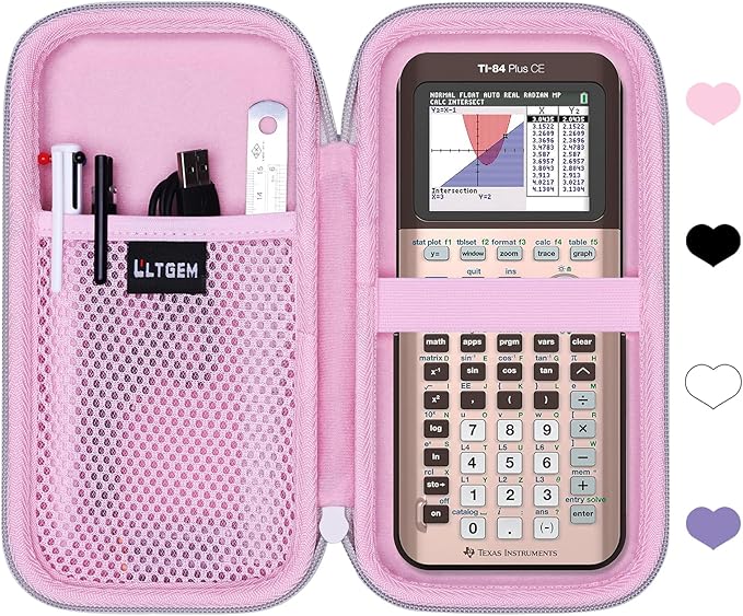 Hard Case Compatible with Texas Instruments TI-84 Plus CE/TI-84 Plus/TI-Nspire CX II CAS/TI-Nspire CX II/TI-83 Plus/TI-85 /TI-86 /TI30xs /TI36X Pro/TI 34 Color Graphing Calculator (Pink)