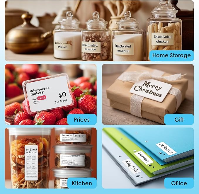 Mini Label Maker Machine with Tape – L13 Portable Bluetooth Label Printer, Wireless Thermal Sticker Maker for School, Home, and Office – White