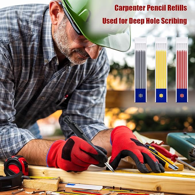 120 Pieces 2.8 mm Carpenter Pencils Lead Refills HB Refill for Construction Pencils Refills Mechanical for Writing Drawing Drafting Woodworking Construction(Black, Red, Yellow)