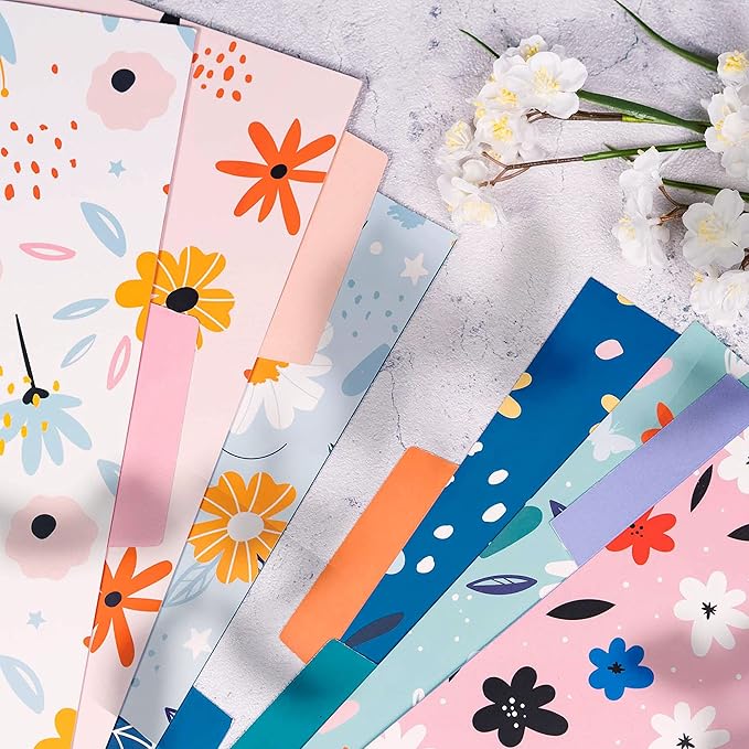 Decorative File Folders, 12-Pack Cute Spring Floral File Folders, Letter Size, 6 Designs