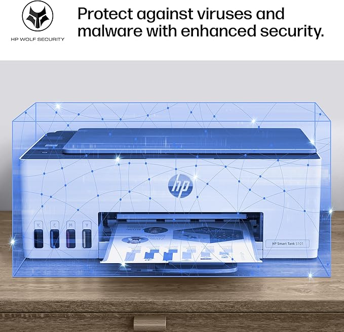 HP Smart Tank 5101 Wireless All-in-One Ink Tank Printer, Scanner, Copier with 2 years of ink, Best-for-home, Refillable, AI-enabled (1F3Y0A)