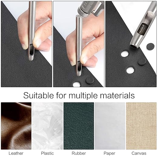 5Pcs Leather Tools Belt Hole Puncher - Steel Leather Punch Tool for Belts, Watch Bands, Paper, Plastics - Round Hollow Hole Punch Cutter Tool (1-5MM)
