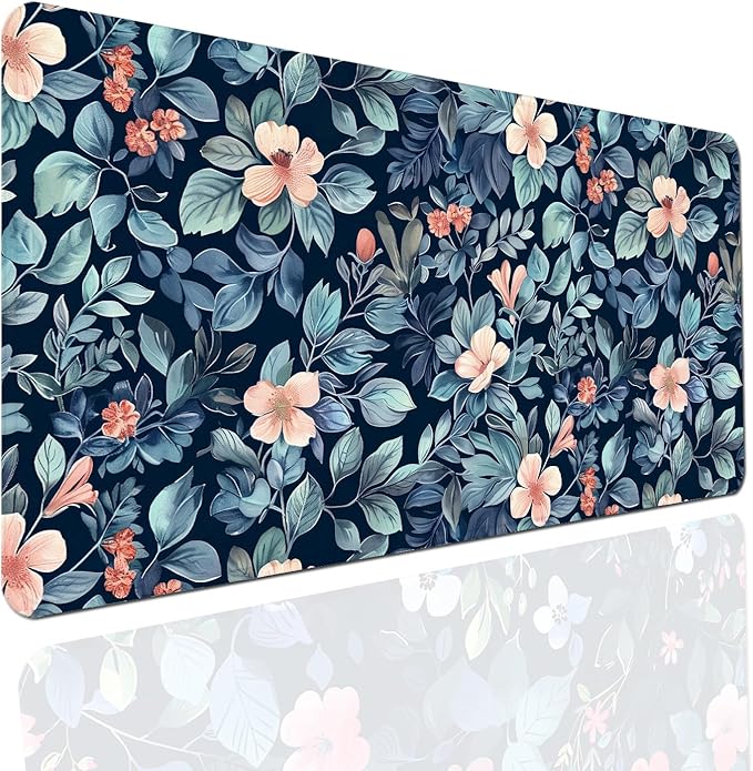 Floral Large Desk Mat 31.5 x 15.7 inch, Waterproof Extended Gaming Mousepad XXL, Aesthetic Flowers Desktop Mat, Non-Slip Keyboard and Laptop Pad, Computer Writing Mat for Home Office Accessories