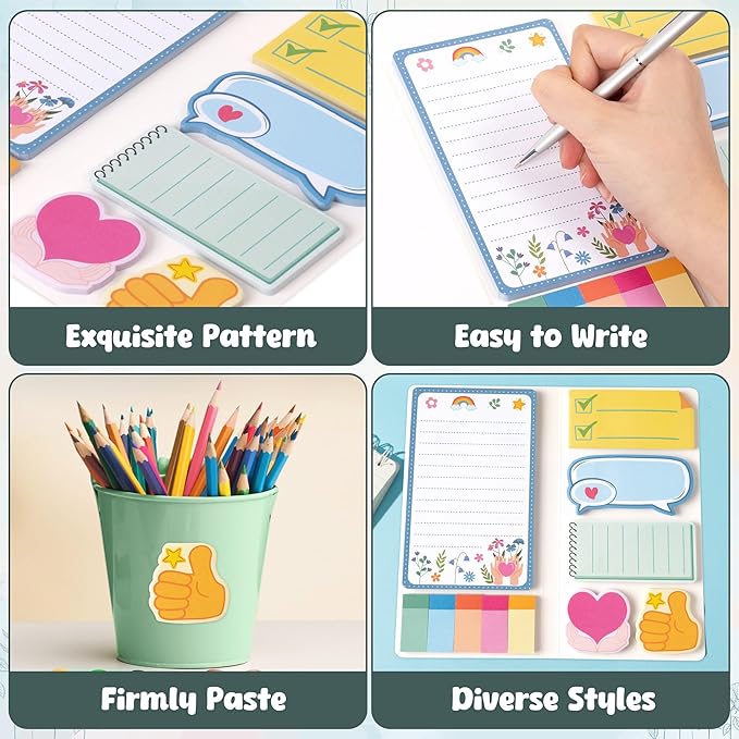 B1ykin Sticky Notes Set, School Counselor Theme Wildflowers Self-Stick Notes Pad Teacher Appreciation Gifts, Self-Adhesive Writing Memo Pages Sticky to Do Notepad for Class Office (School Counselor)