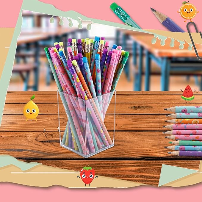 200 Pcs Scented Pencils Bulk, Fun Pencils with Eraser, Cute Wood Pencil with Inspirational Motivational, Wooden Pencil for Classroom Student Reward Girls Boys Gifts Supplies,8 Fruit Styles
