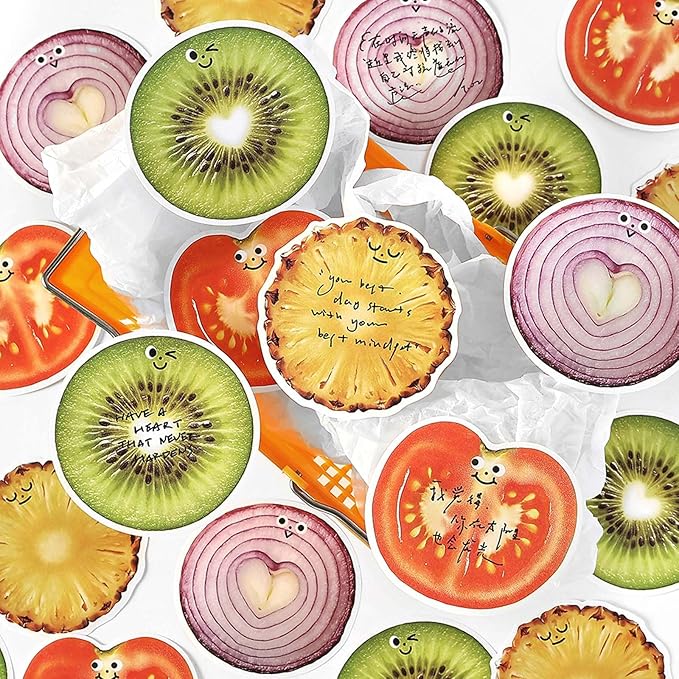 Fruit and Vegetable Sticky Note Pads Set，3x3 Inches 120 Sheets Total Onion Tomato Kiwi Pineapple Themed Memo Pads for Office School Home Use