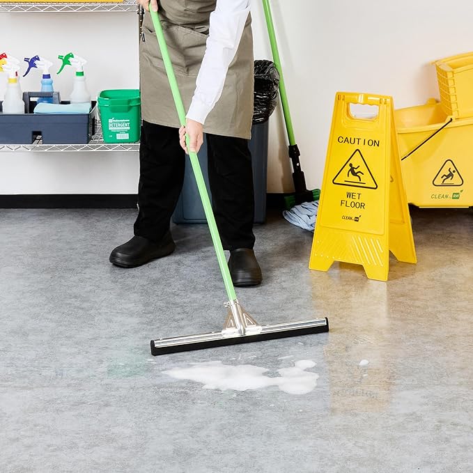 Restaurantware-SQUEEGEE ONLY: Clean Tek Professional 21.75 Inch Floor Squeegee, 1 Broom With Double Rubber Blade - Handle Sold Separately, Heavy-Duty, Steel Wiper For Concrete Floor