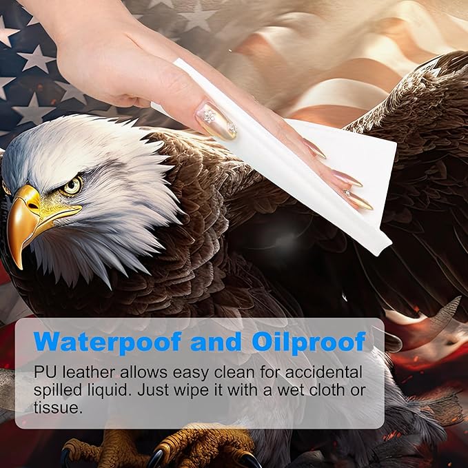 Desk Pad, American Flag and Bald Eagle XL Gaming Mouse Pad with Stitched Edges,Non-Slip Waterproof Rubber Base Large Desk Mat for Keyboard and Mouse 31.5"x11.8"