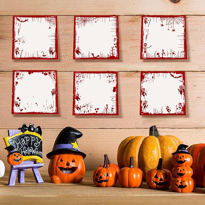 9 Pieces Halloween Sticky Note Halloween Blood Note Pads 450 Pieces of Self Adhesive Removable Memo Pads, 50 Sheets Each for Halloween School Office Home Students Teachers Presents