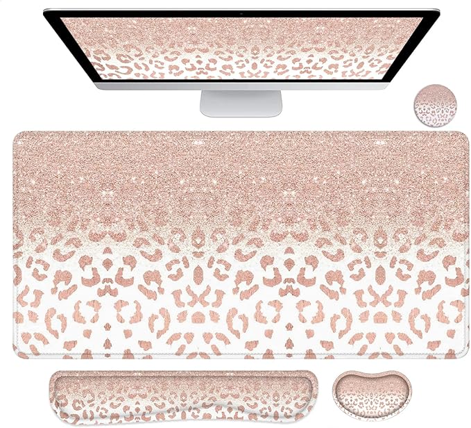 Lateefah Desk Mat, Mouse Pad with Wrist Rest, 4-in-1 Large Mouse Pads for Desk, Ergonomic Mouse Pad and Keyboard Wrist Rest Gaming Keyboard Mat for Office, Home