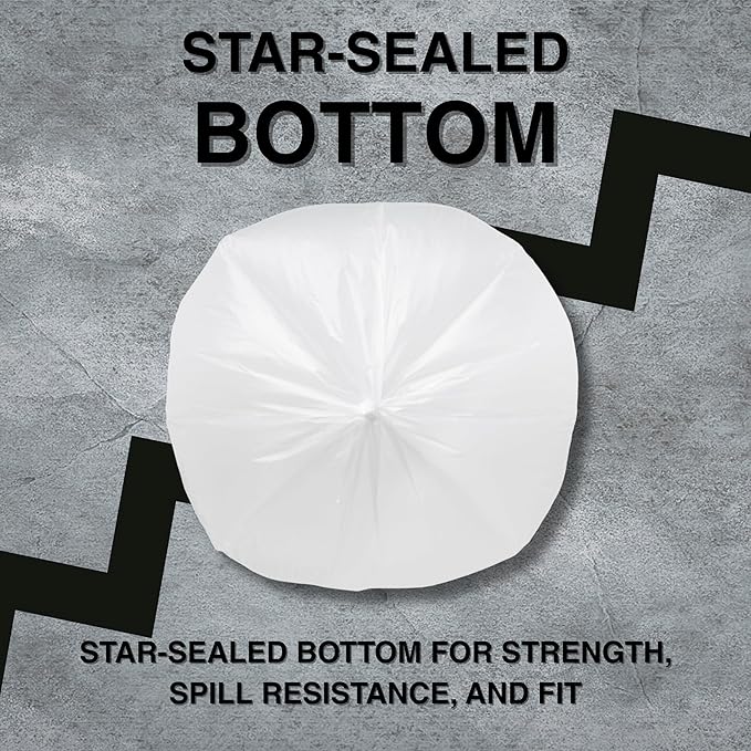 Top Knot Bags 33 Gallon Garbage Trash Bag 33X40" Clear 150 Count Can Liner Bulk 30 Gallon 31 Gallon 32 Gallon 34 Gallon 35 Gallon Made in USA