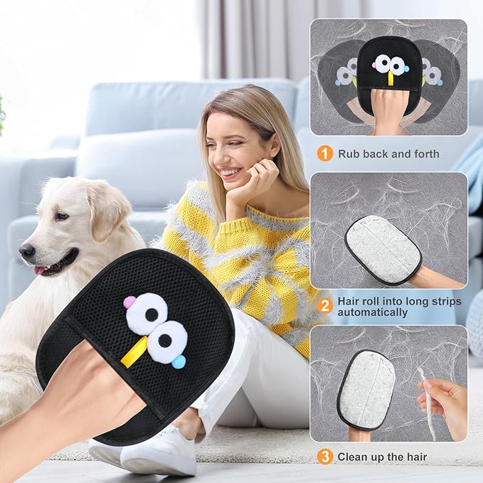 ZQJKLE Pet Hair Removal Glove for Cats & Dogs 1PC and Cat & Dog Grooming Gloves for Shedding Brushes 1 Pair, Pet Hair Remover Tool for Clothing, Couch, Carpet, Car Seat, Deshedding Brush & Massage