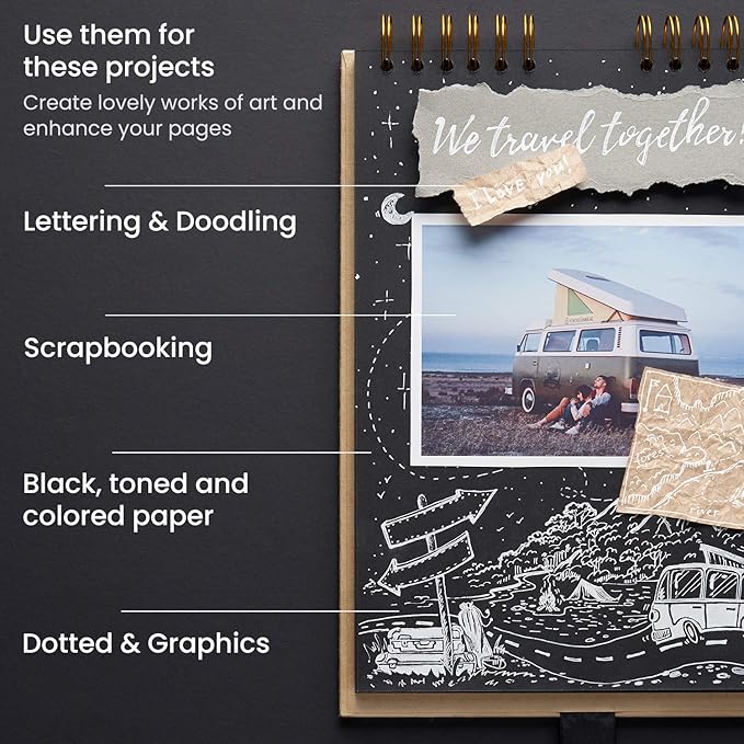 ARTEZA White Gel Pens Set, Pack of 12, White Rollerball Pens for Drawing and Writing, White Gel Pens for Artists