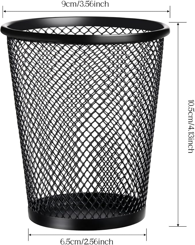 Leelosp 24 Pcs Pen Holder Mesh Pen Cup Bulk Metal Pencil Cup Holder for Desk Black Organizer Round Office Classroom for Back to School Students Kids Adult