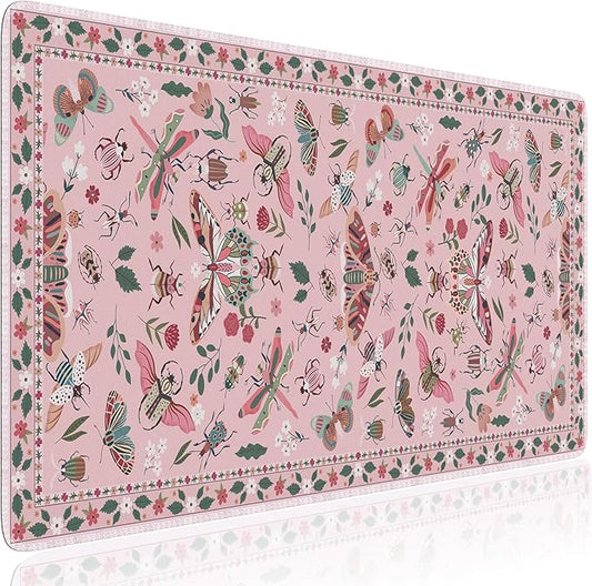 HAOCOO Pink Desk Pad Mat, Cute Keyboard Mat, Large Mouse Pad for Desk, Cute Desk Mat with Edge Stitched, Non-Slip Desk Pad for Keyboard and Mouse, Gaming, Office