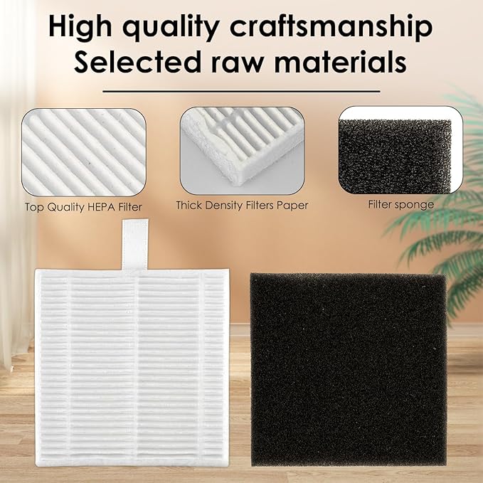 (4 Pack) T20+ HEPA Filters and Foam Filters Compatible With Airrobo T20+ Robot Vacuum Cleaner, Filter Kit, Replacement Parts 4 Filters, Filters Accessories Kit
