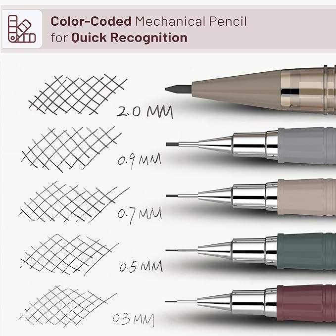 Mr. Pen- Mechanical Pencil Set with Leads and Eraser Refills, 5 Sizes - 0.3, 0.5, 0.7, 0.9 and 2 Millimeters, for Drafting, Drawing and Sketching, Christmas Gift